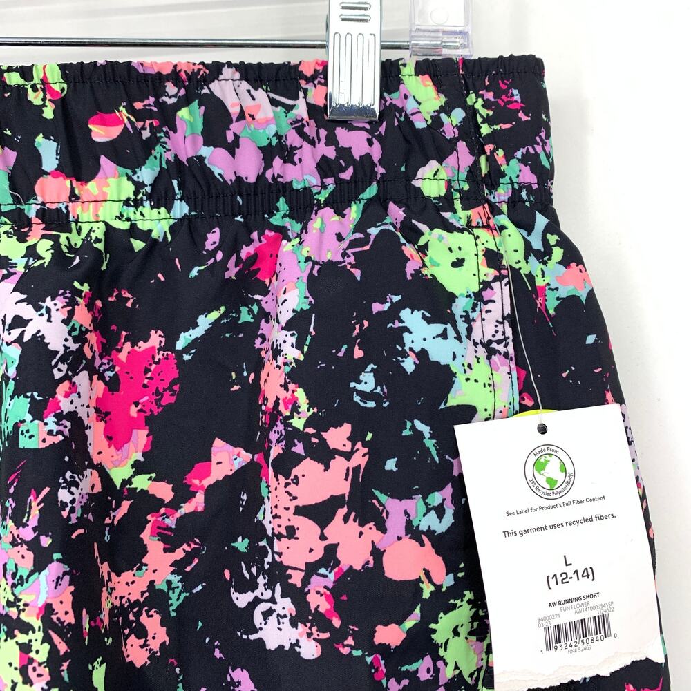 Athletic Works Running Shorts Womens Size Large Fun Flower Neon NEW - Picture 4 of 7